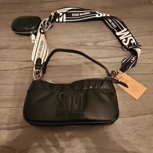 Steve Madden Black Crossbody with Logo Strap